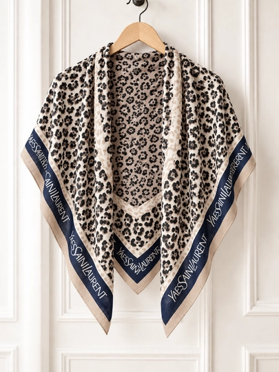 Leon XB ayollar ro‘moli, leopard naqshli hijob va bosh ro‘mol, 110 × 110 sm