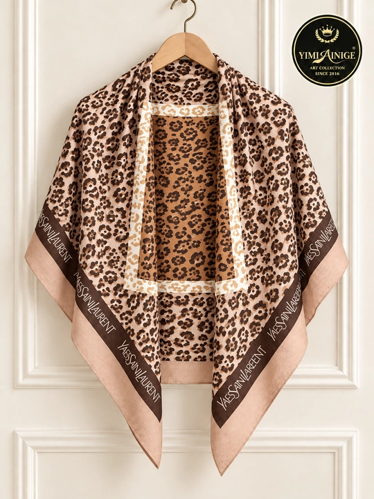 Leon XB ayollar ro‘moli, leopard naqshli hijob va bosh ro‘mol, 110 × 110 sm