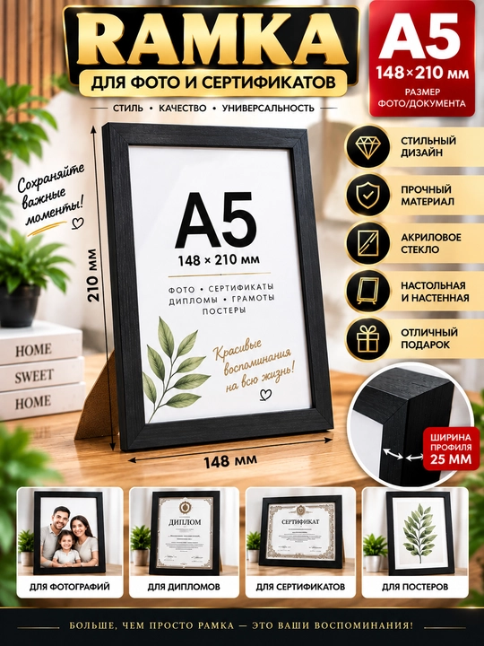 Рамки А3, А4, А5, А6 для фотографий, сертификатов, дипломов - 