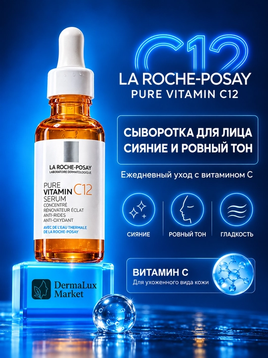 Posay Vitamin C12, yuz uchun antioksidant parvarishlovchi zardob, 30 ml - 