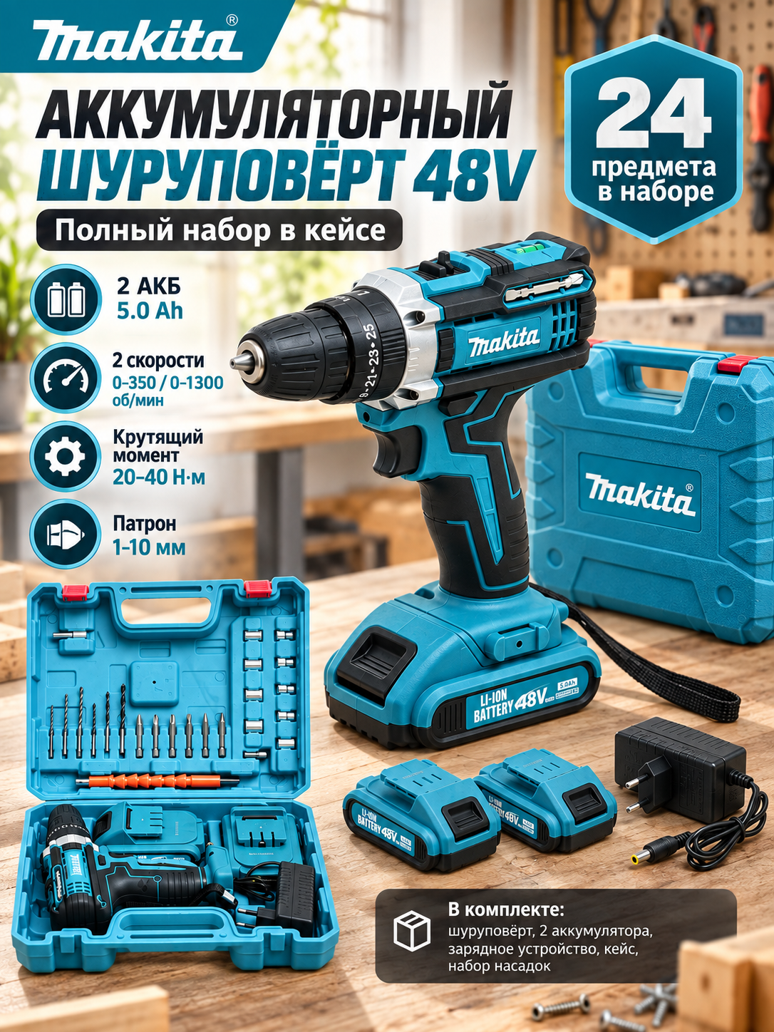 Akkumulyatorli drel-shurupovert MK 48V - 