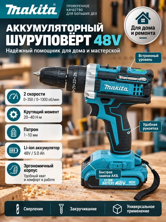 Akkumulyatorli drel-shurupovert MK 48V
