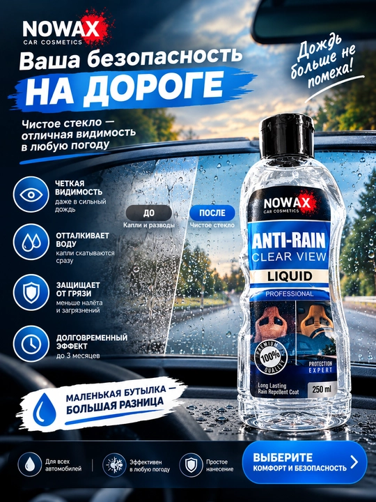 Anti Rain — Avtomobil oynasi uchun yomg‘irga qarshi suv qaytaruvchi suyuqlik