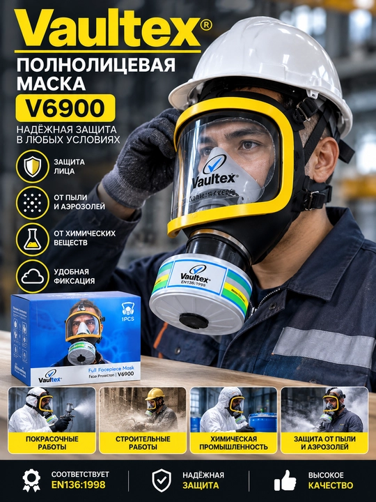Respirator to'liq yuzi oyna bilan qoplangan - 
