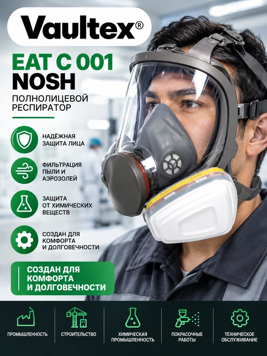Respirator to'liq yuzi oyna bilan qoplangan - 