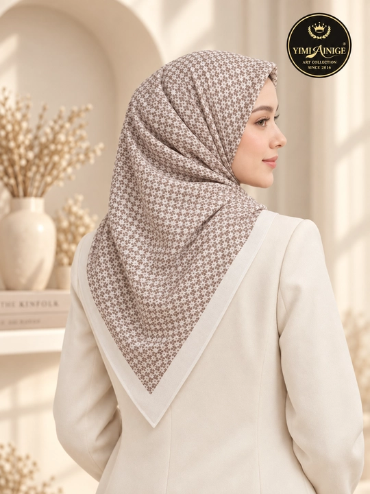 Ayollar uchun XB ro‘mol 110×110 sm, Dior uslubidagi monogram naqshli bosh ro‘mol