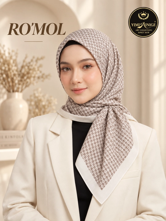 Ayollar uchun XB ro‘mol 110×110 sm, Dior uslubidagi monogram naqshli bosh ro‘mol - 