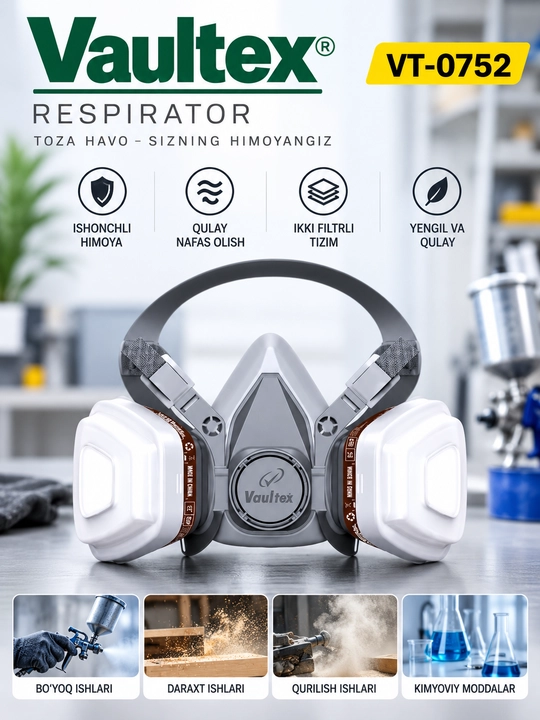 Respirator yarim niqobli, professional himoya