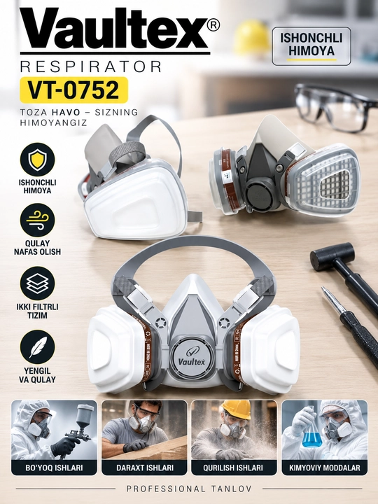 Respirator yarim niqobli, professional himoya