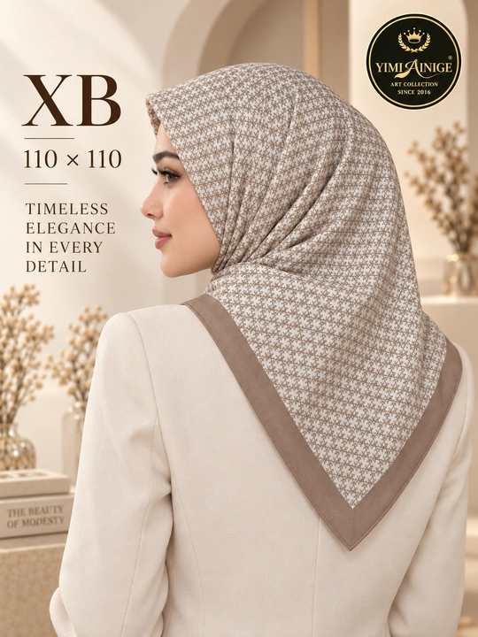 Ayollar uchun XB ro‘mol 110×110 sm, Dior uslubidagi monogram naqshli bosh ro‘mol