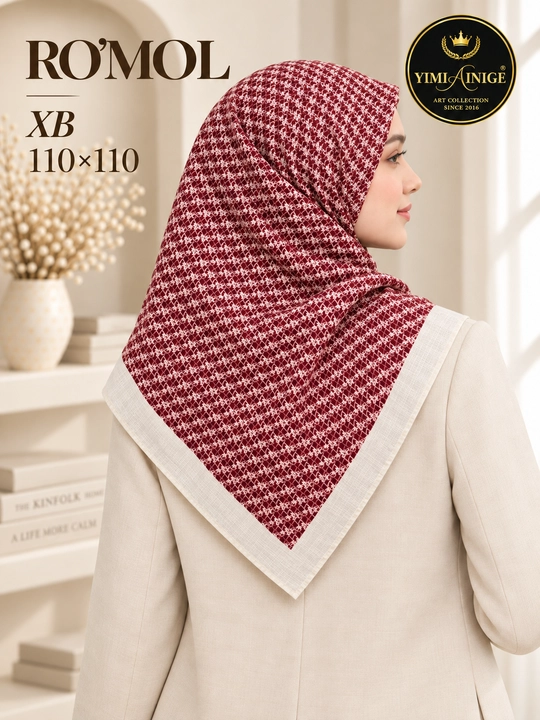 Ayollar uchun XB ro‘mol 110×110 sm, Dior uslubidagi monogram naqshli bosh ro‘mol