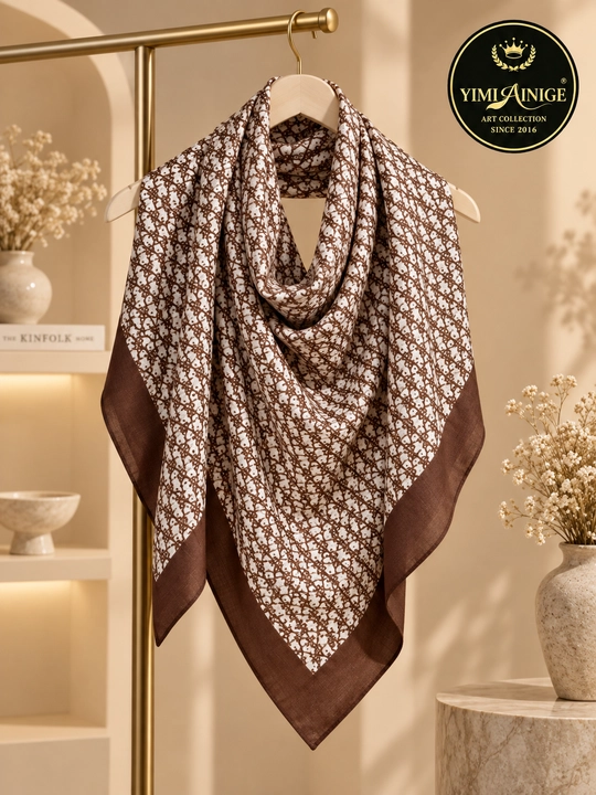 Ayollar uchun XB ro‘mol 110×110 sm, Dior uslubidagi monogram naqshli bosh ro‘mol