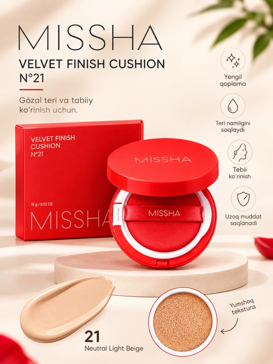 Увлажняющая тональная основа Missha Magic Cushion Moist Up Foundation с увлажняющим кремом - 