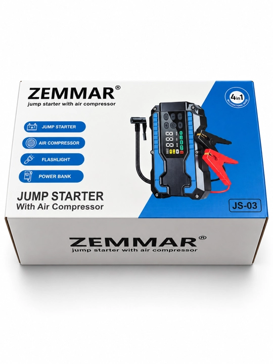 Зарядное устройство для автомобиля ZEMMAR JS-03 4 в 1 с компрессором до 150 PSI