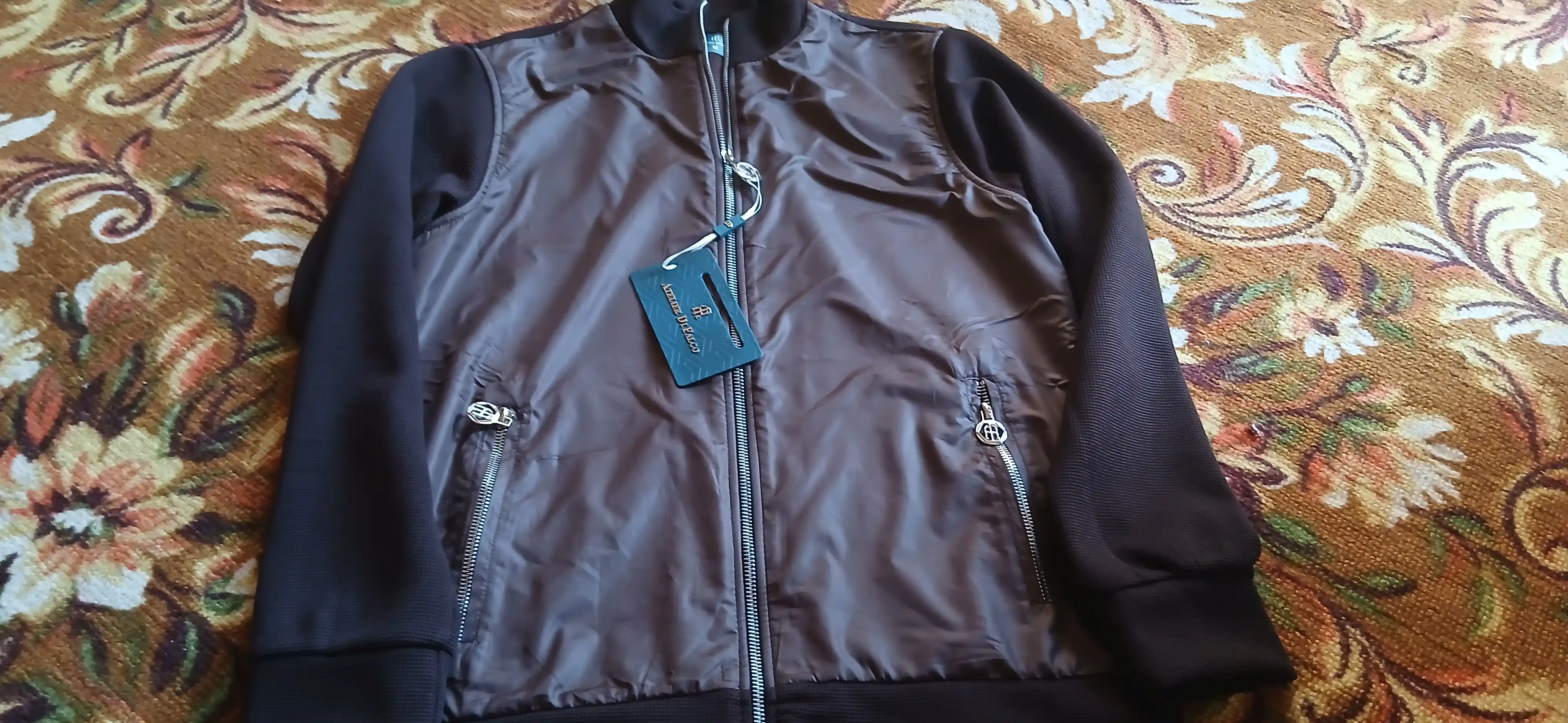 Erkaklar yengil kardigani, plashovka va polyester kombinatsiya, ikki taraflama zamok