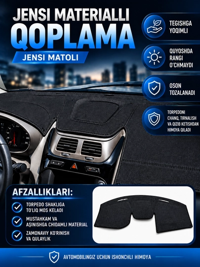 Jensi materialdan tarpeda chexoli, gilam va nakidka Chevrolet avtomobillari uchun sifatli - 