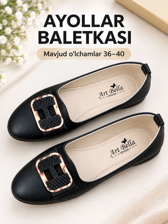 Ayollar tuflisi, baletka, yengil, o'qish va ofis uchun, 36-40 - 
