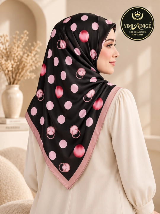 Ayollar uchun XB ro‘mol, 90×90 sm, bosh ro‘mol, hijob uchun naqshli ro‘mol
