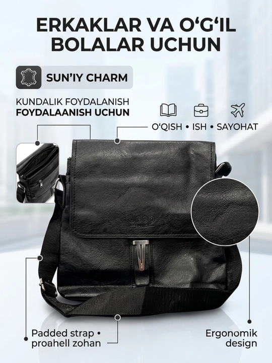 Erkaklar ryukzagi — o‘g‘il bolalar uchun sun’iy charm kundalik sumka