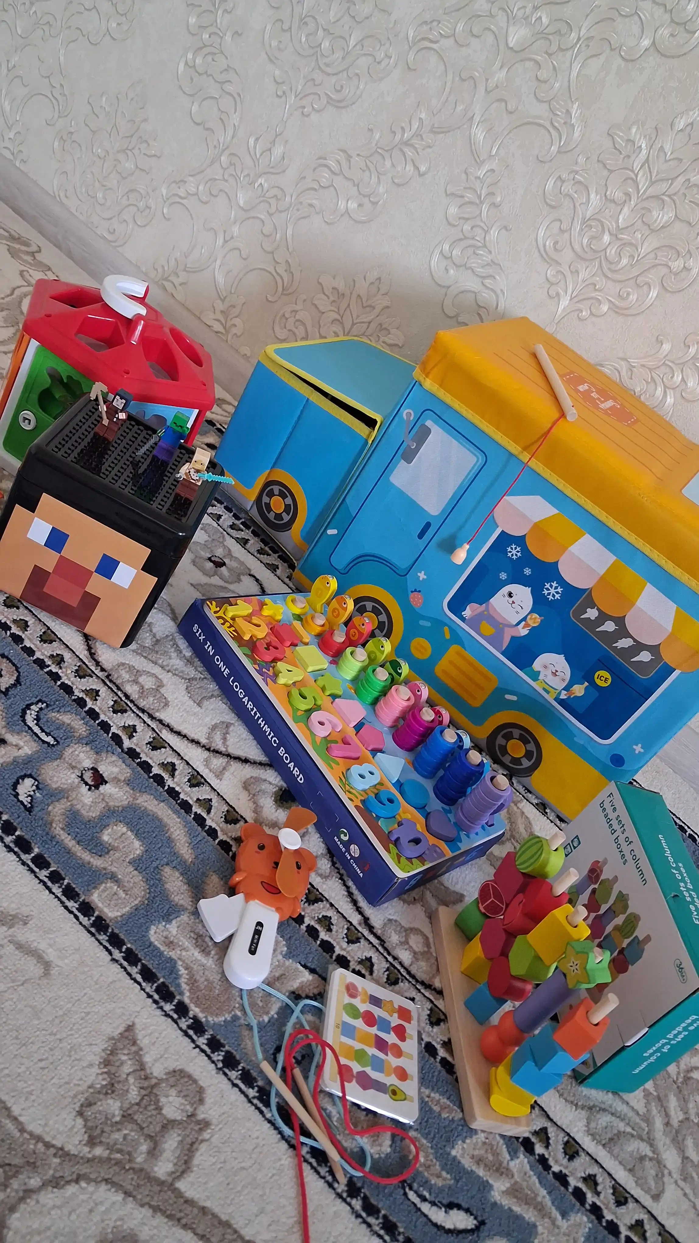 Корзина для игрушек с крышкой автобус