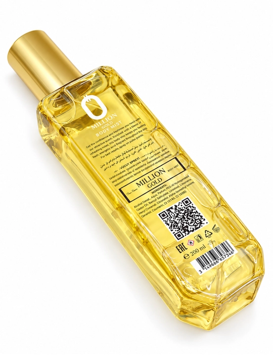 Million Gold erkaklar uchun xushbo‘y tana spreyi, Body Mist, 200 ml
