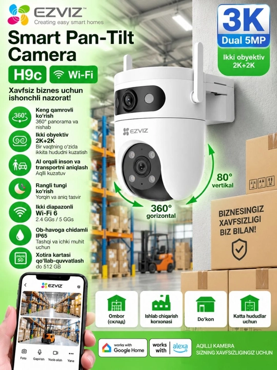 EZVIZ H9c Dual 3K - 5MP+5MP, ikki obyektivli Wi-Fi kamera
