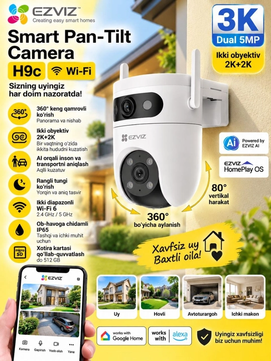 EZVIZ H9c Dual 3K - 5MP+5MP, ikki obyektivli Wi-Fi kamera