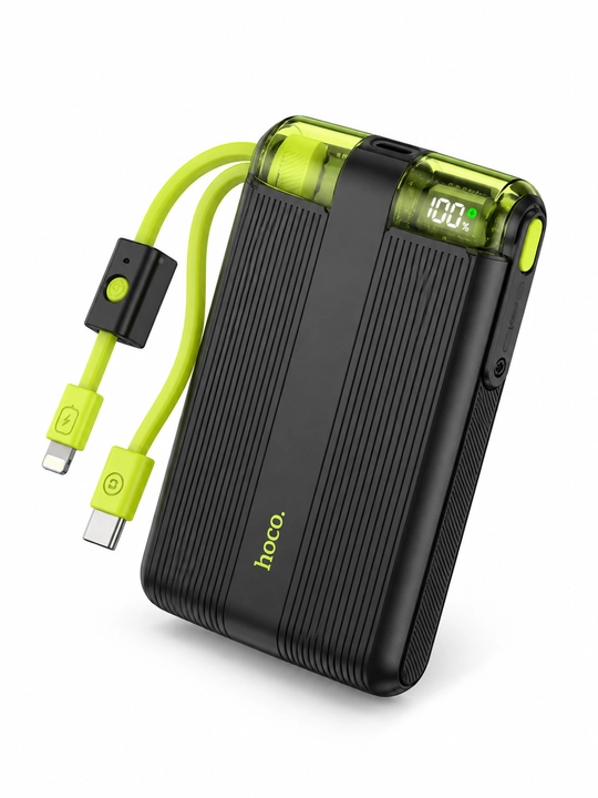 Повербанк HOCO J127 10000 мАч, PD 20 Вт, 2 встроенных кабеля USB-C и Lightning