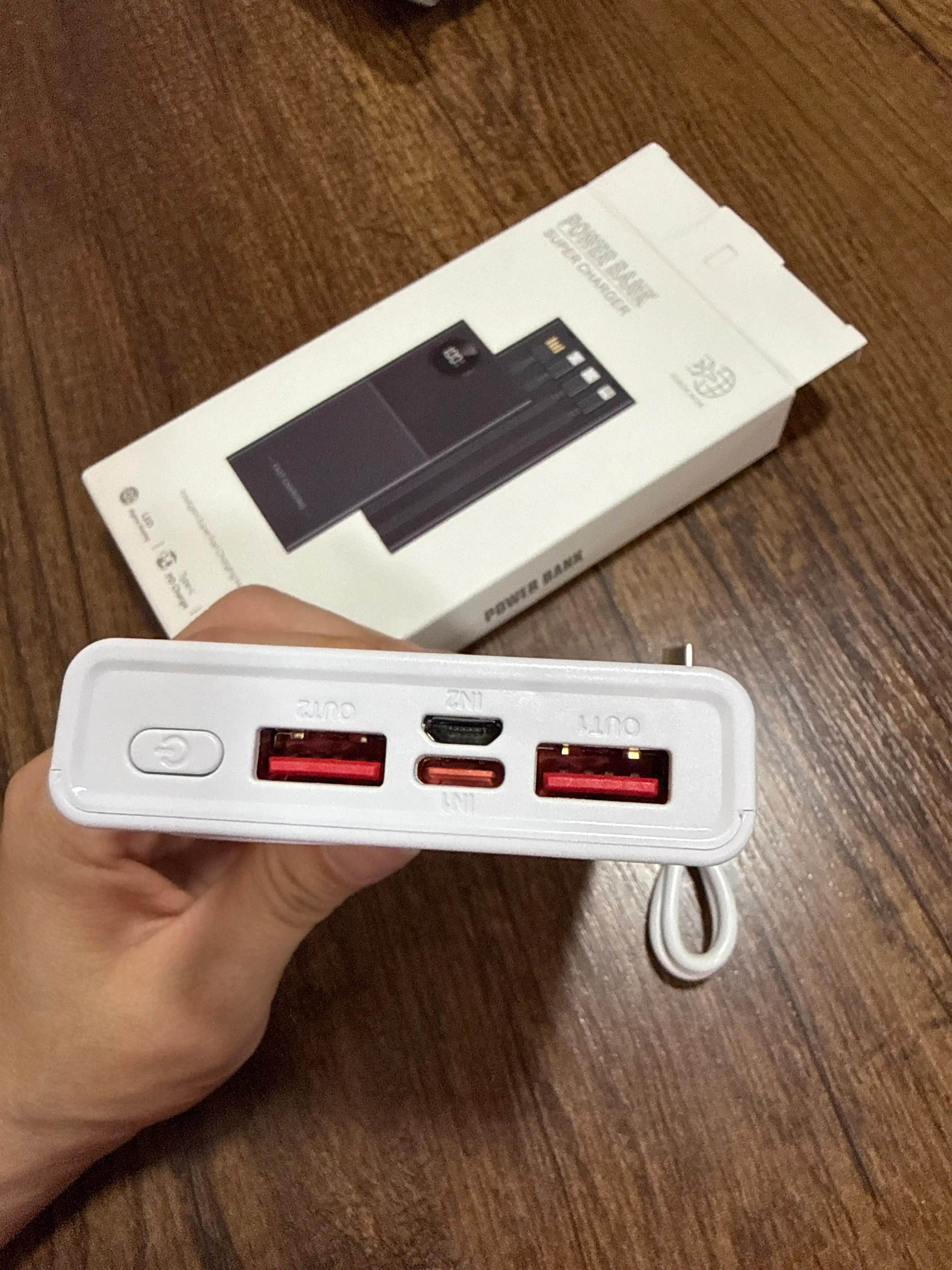 Power Bank 20000mA 66-22.5W tezkor quvvat bilan tashqi akkumulyatori, +4 kabel bilan