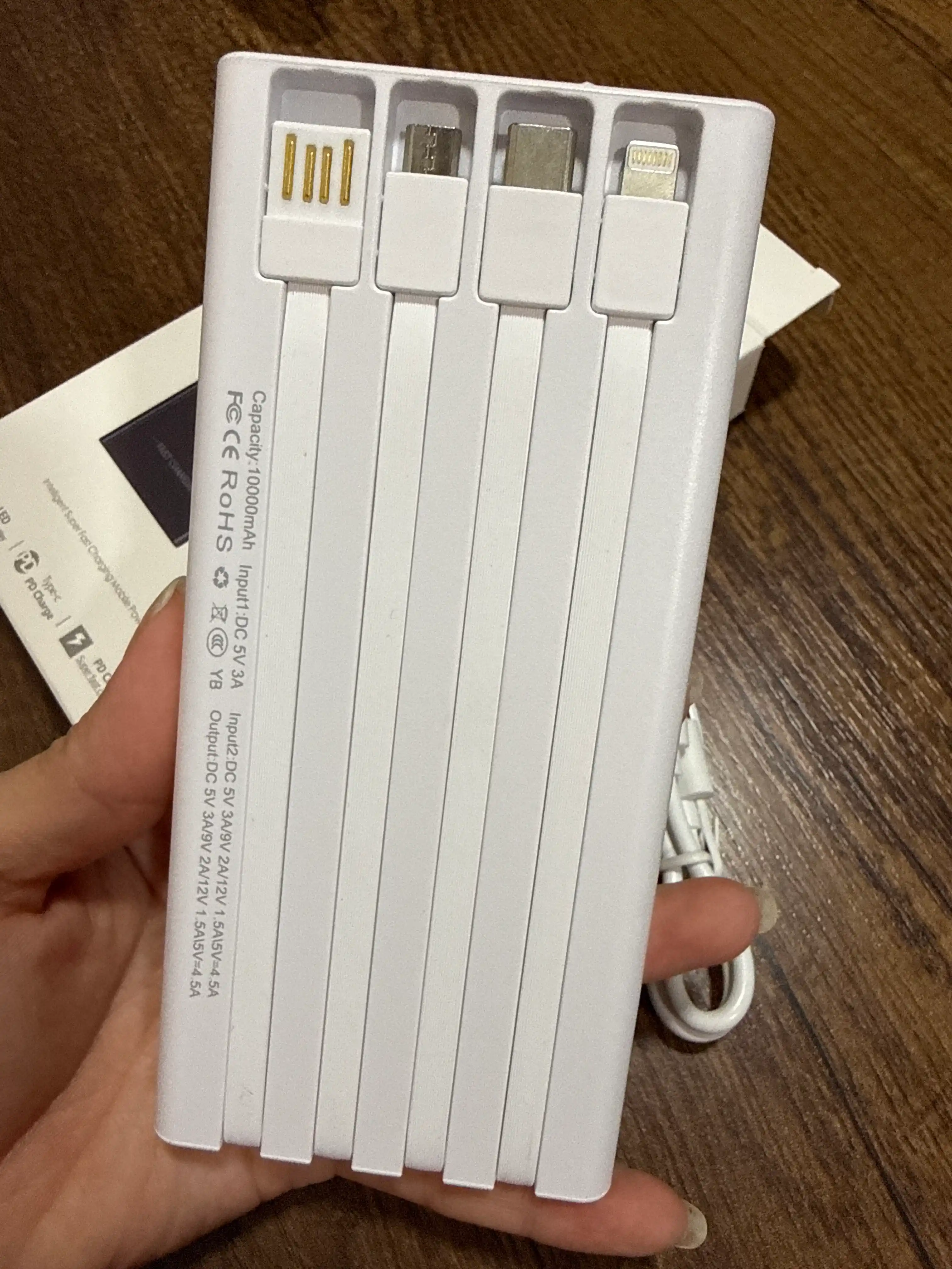 Power Bank 20000mA 66-22.5W tezkor quvvat bilan tashqi akkumulyatori, +4 kabel bilan