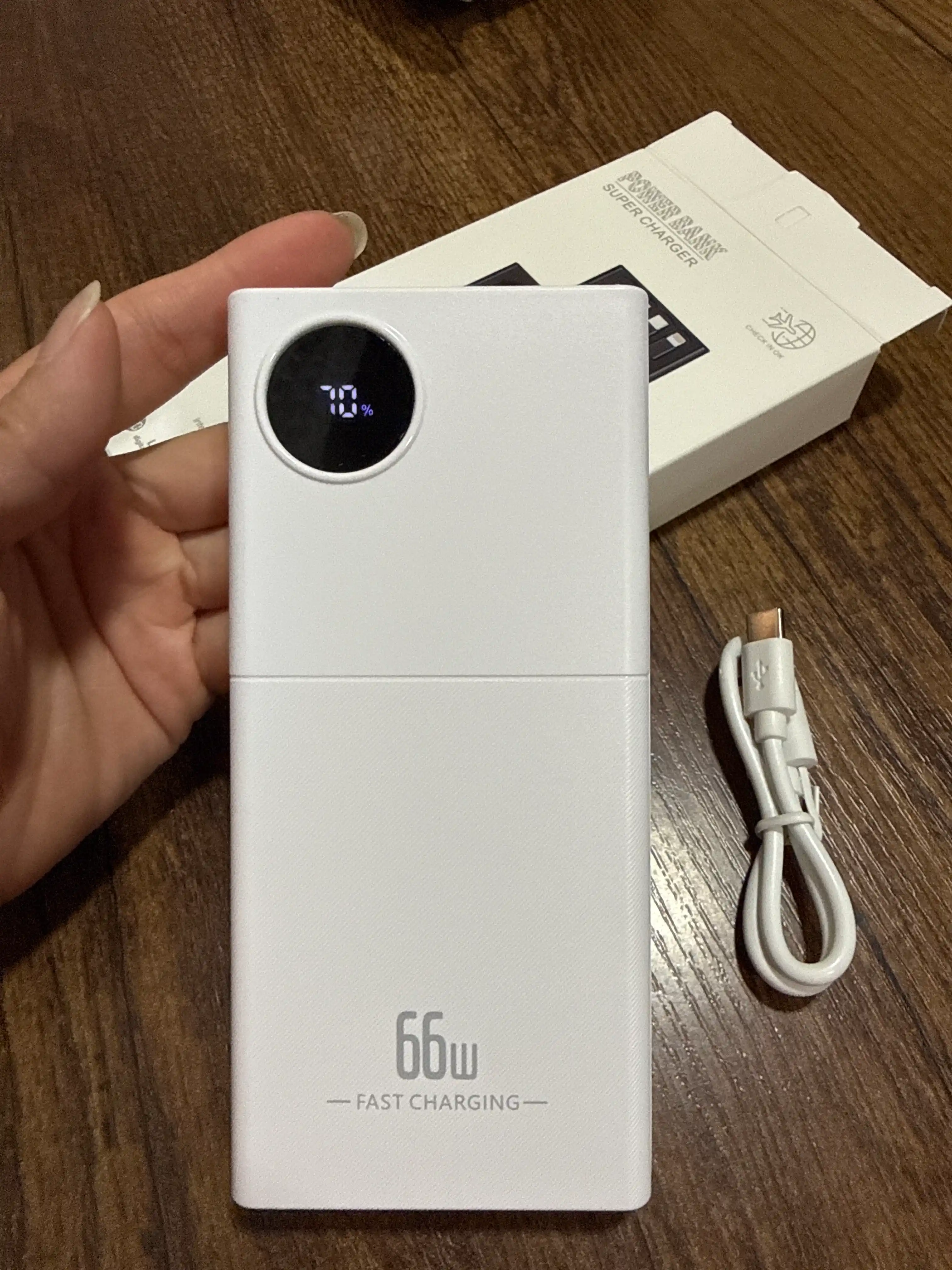 Power Bank 20000mA 66-22.5W tezkor quvvat bilan tashqi akkumulyatori, +4 kabel bilan