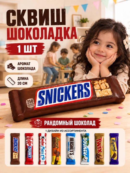 Антистресс сквиш, 20 см, в форме шоколадного батончика, мягкая игрушка-антистресс