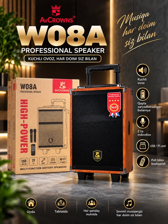 Karaoke kolonkasi BAAB B-Q8  BQ12, 2 ta simsiz mikrofon bilan