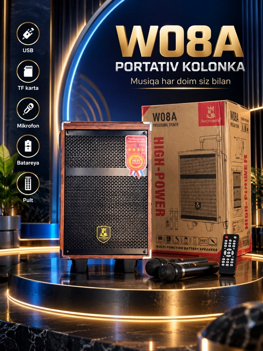 Karaoke kolonkasi BAAB B-Q8  BQ12, 2 ta simsiz mikrofon bilan