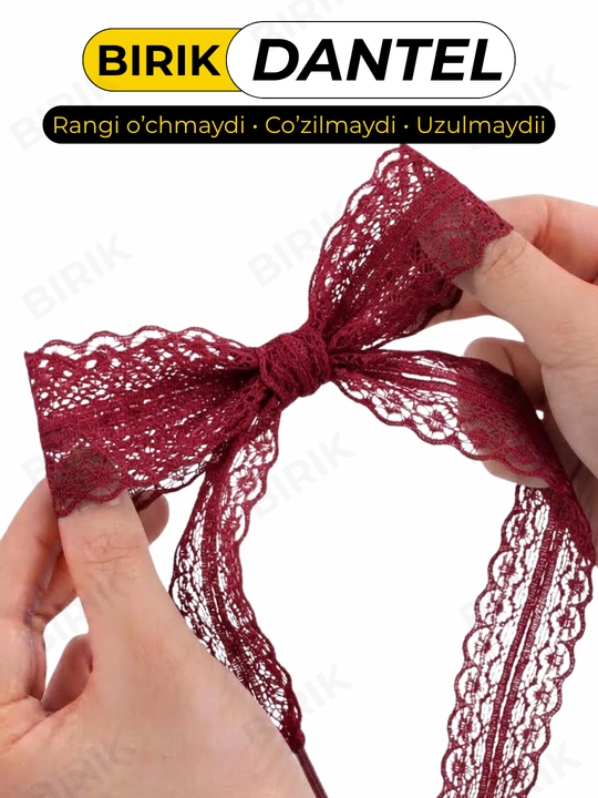Dantel bog'ich 30 mm 100 sm krossovka uchun — ochiq to'qima, chiroyli bantik, BIRIK DANTEL