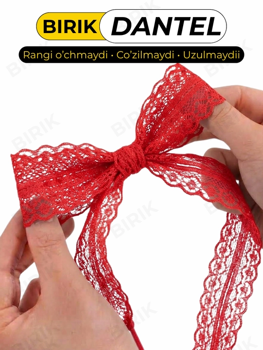 Dantel bog'ich 30 mm 100 sm krossovka uchun — ochiq to'qima, chiroyli bantik, BIRIK DANTEL