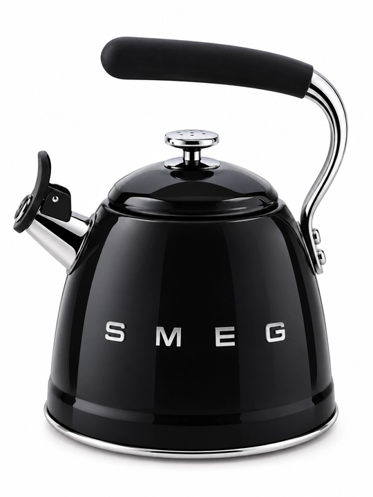 Чайник со свистком SMEG 2,3 л, эмалированный, кремовый, для плиты - 