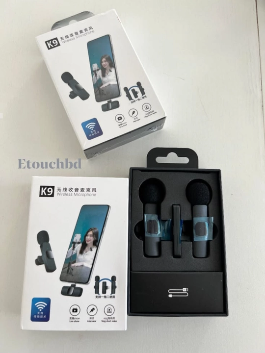 K9 simsiz petlichka mikrofon, 2 dona, Type-C va Lightning uchun, telefon uchun