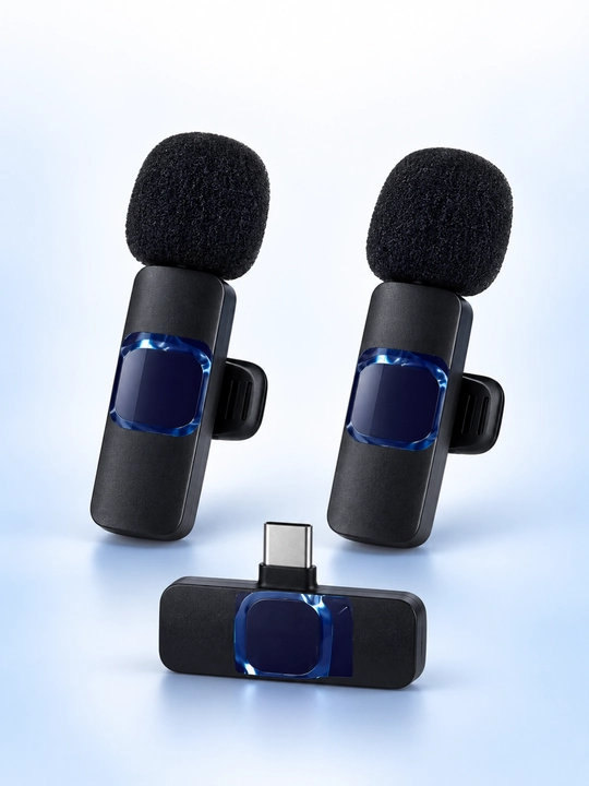 K9 simsiz petlichka mikrofon, 2 dona, Type-C va Lightning uchun, telefon uchun
