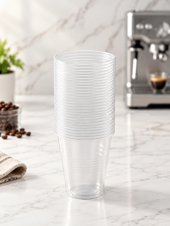 Bir martalik plastik stakanlar 200 ml, ichimliklar uchun shaffof va qulay