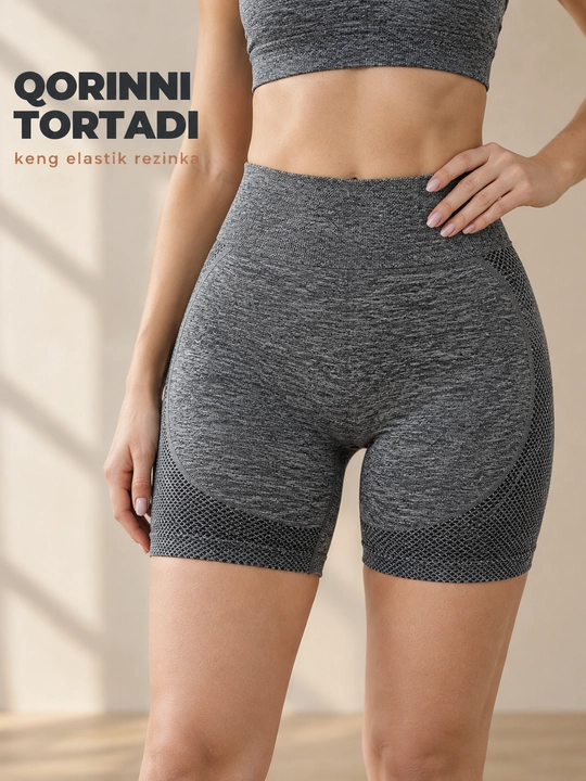 Ayollar uchun fitnes shortlari, yuqori belbog'li velosipedkalar, tortib turuvchi tikishsiz