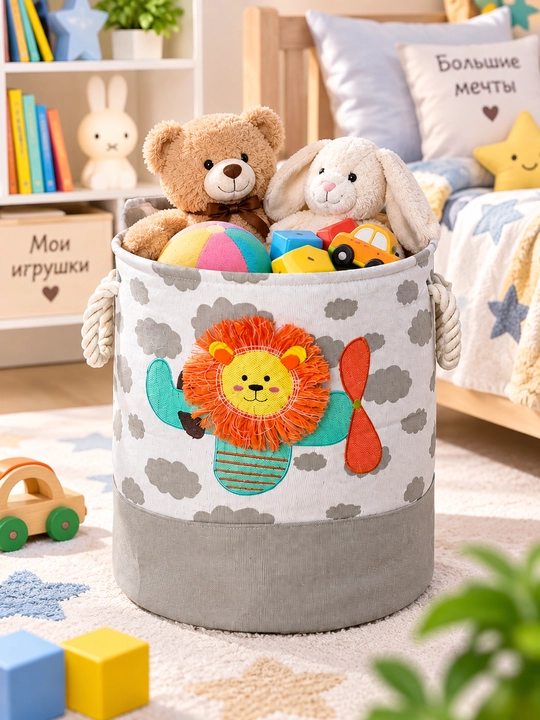 Корзина для игрушек детская, складная, вместительная, с ручками - 