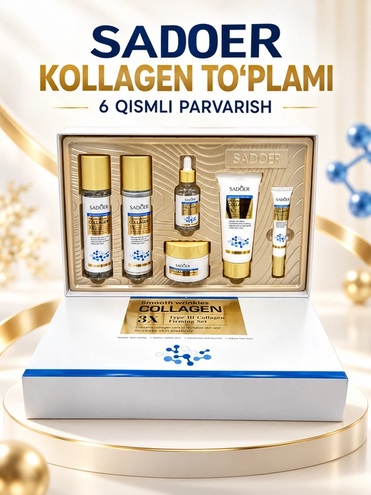 SADOER 6 in 1 yuz parvarishi to‘plami – Avocado. Snail. Collagen. Vitamin E - 