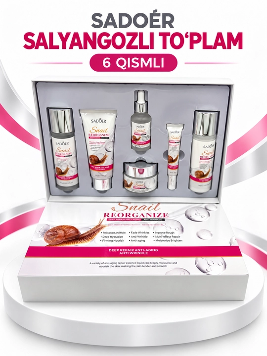 SADOER 6 in 1 yuz parvarishi to‘plami – Avocado. Snail. Collagen. Vitamin E - 