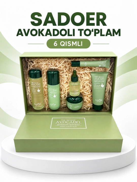 SADOER 6 in 1 yuz parvarishi to‘plami – Avocado. Snail. Collagen. Vitamin E - 