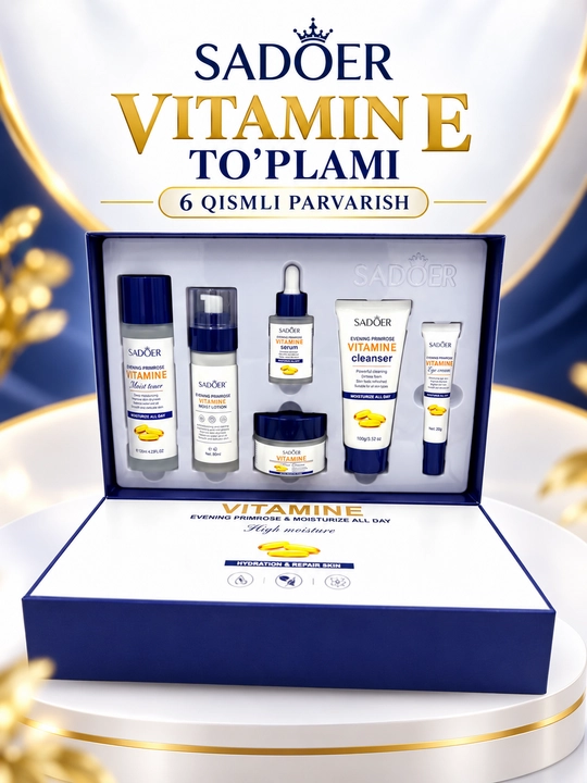 SADOER 6 in 1 yuz parvarishi to‘plami – Avocado. Snail. Collagen. Vitamin E