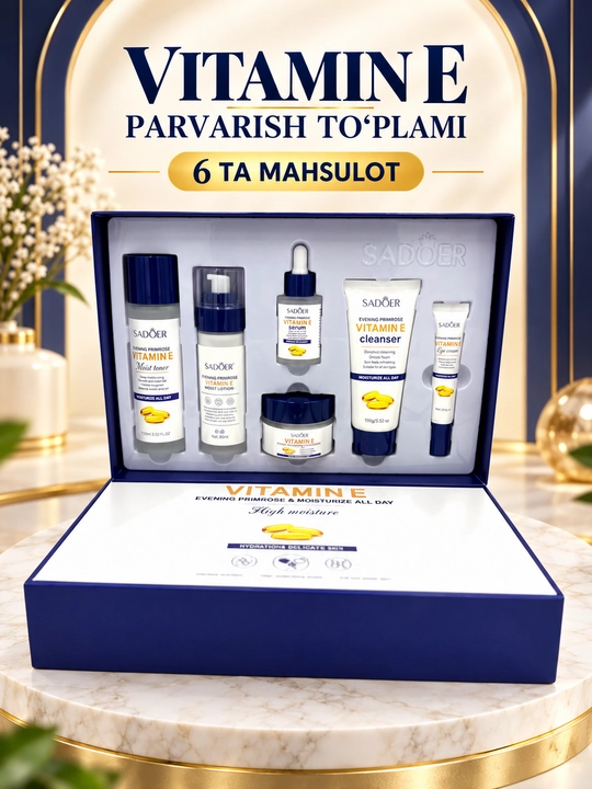 SADOER 6 in 1 yuz parvarishi to‘plami – Avocado. Snail. Collagen. Vitamin E - 