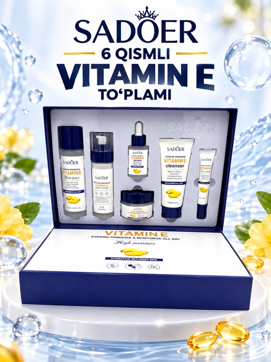 SADOER 6 in 1 yuz parvarishi to‘plami – Avocado. Snail. Collagen. Vitamin E