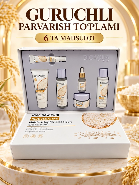 SADOER 6 in 1 yuz parvarishi to‘plami – Avocado. Snail. Collagen. Vitamin E