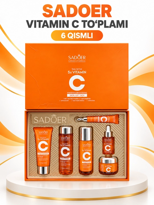 SADOER 6 in 1 yuz parvarishi to‘plami – Avocado. Snail. Collagen. Vitamin E